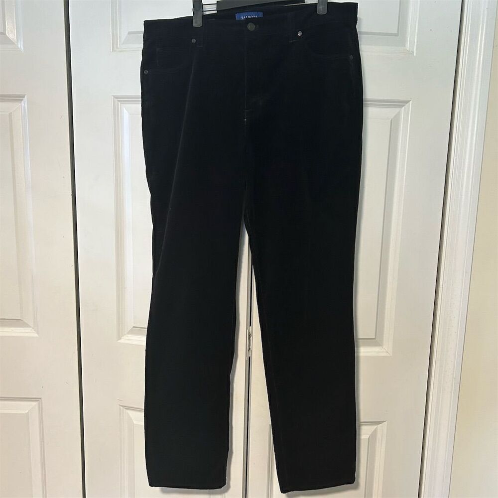 Talbots Women's High-Waist Straight-Leg Corduroy Pants Black Size 14